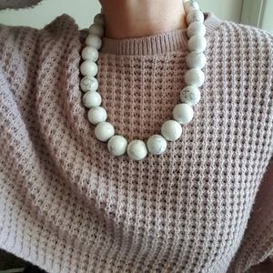🌙Giant Rare Vintage White Buffalo Turquoise Ball Statement Necklace